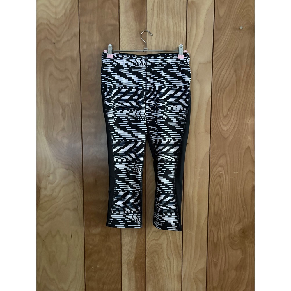 New Balance NB Dry Womens Small‎ Black White Geometric Crop Running Leggings